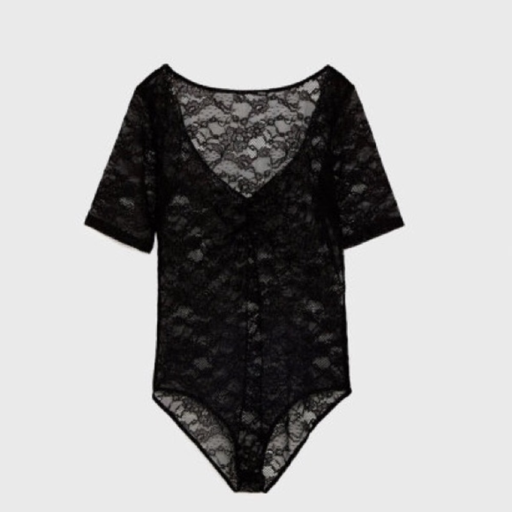 NWT Zara Black Lace Bodysuit